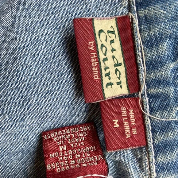 VTG Y2K Women’s Oversized M-XL TUDOR COURT Cotton Blue Denim Shirt Jacket Pocket - Picture 4 of 10